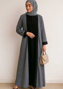 Black And Grey Abaya Dress
