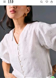 AND White Cut Work  Top
