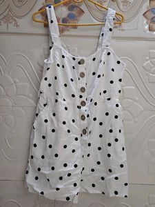 Chic White Polka Dot Button-Front Romper