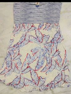 Blue Lining &amp; Floral Print Dress 8- 9 Year Girl