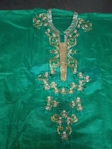 Green & Gold Embroidered Dress