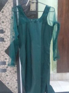 Emerald Green Sheer Sleeve Top