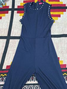 Ribbed Navy Blue Jumpsuit