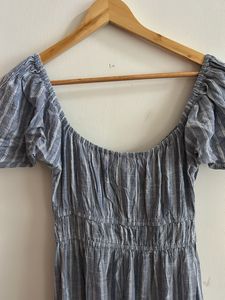 Blue Striped Cottage Core Cotton Dress ✨🌸