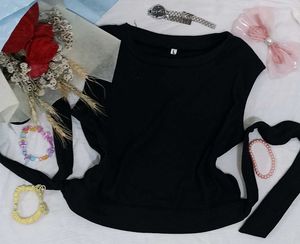 Backless Black Tie Crop Top