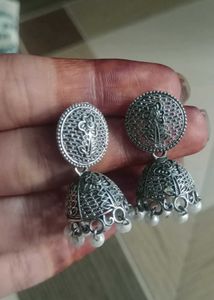Silver Jhumka Earrings