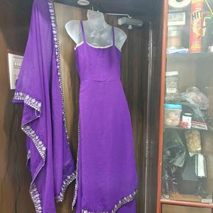 Purple Embroidered Kurta Set