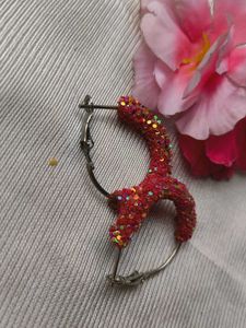 Sparkly Pink Hoop Earrings