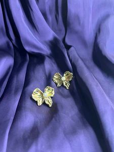 Gold Plated Pearl Bow Earrings