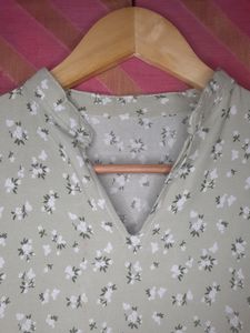 Printed Cotton Pastle Green Kurta (Woman)