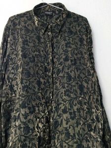 ✨ Women’s Black &amp; Green Vintage Silk Blouse