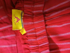 Red With White Strip Straight Palazzo For Daily U