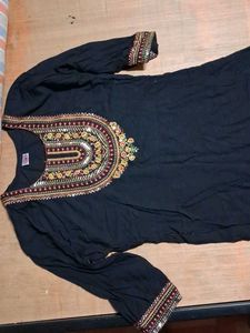Embroidered Black Kurta