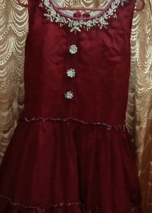 Elegant Maroon Embellished Dress