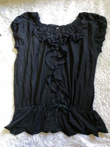 Y2K Black Lace Ruffle Top