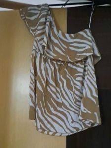 Zebra Print One Shoulder Top