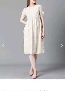 Yellow Plaid A-Line Midi Dress