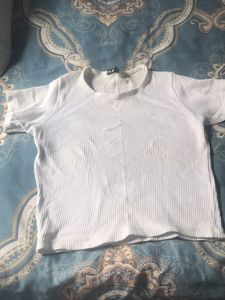 White Ribbed Crop Top