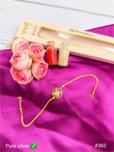 Rakhi Pure Silver Gold Polish