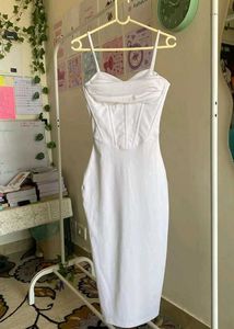 White Corset Midi Dress From Newme