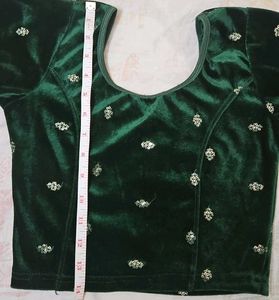 Green Velvet Embellished Blouse