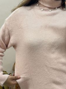 Cute Pink Knit Pullover Sweater