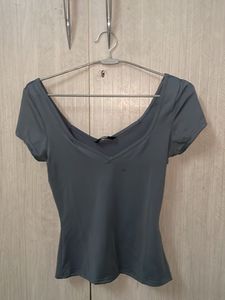 Grey Sweetheart Neck Top