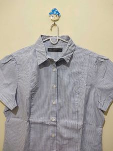 Mark And Spencer Blue White Striped Formal Shirt
