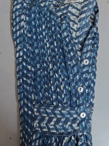 Indigo Ikkat Printed Short Women Tunic Top