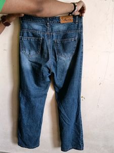 Wide Leg Party Wear Jeans Washblue Colour