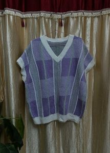 Lavender Checkered Knit Vest