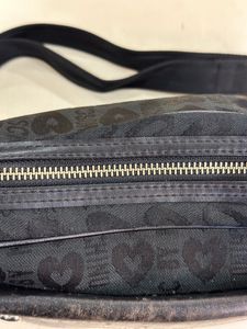 Auth Moschino Black Leather Messenger Bag