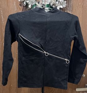 black turtle neck with zipper detail