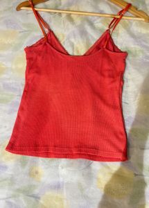 Cute Coral Ribbed Button Tank