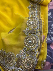 elegant diamond work saree with blouse