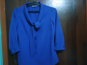 Royal Blue Tie Neck Shirt