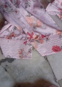 Flower Printed Silk Suit