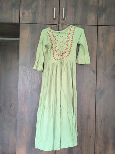 Green Embroidered Nayra Cut  Dress