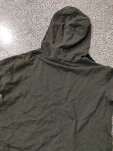 a dark green color hoodie