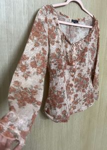 Romantic Floral Long-Sleeve Blouse