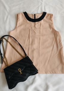 Chic Blush Tank with Black Trim