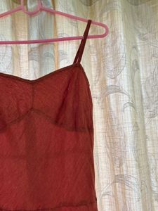 Terracotta Layered Hem Cami Dress