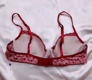 Red &amp; White Floral Bra