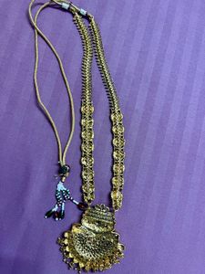 Elegant Temple style Golden Long Necklace