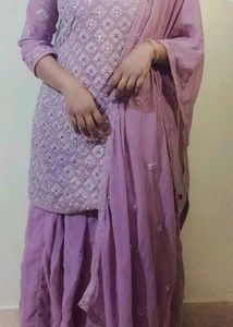 Lavender Embroidered Kurta Set