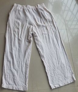 H&amp; M Beige Linen-blend Wide Leg Trousers