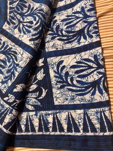 Printed Navy Cotton Blend Saree