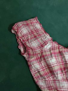 Pink Plaid Ruffle Top