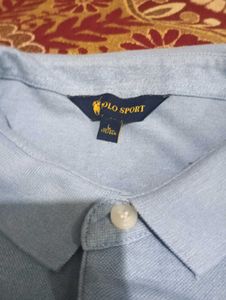 Men Light Blue Polo Neck T-Shirt