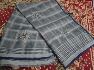 Organza Worked Saree With Unstitched Blouse
